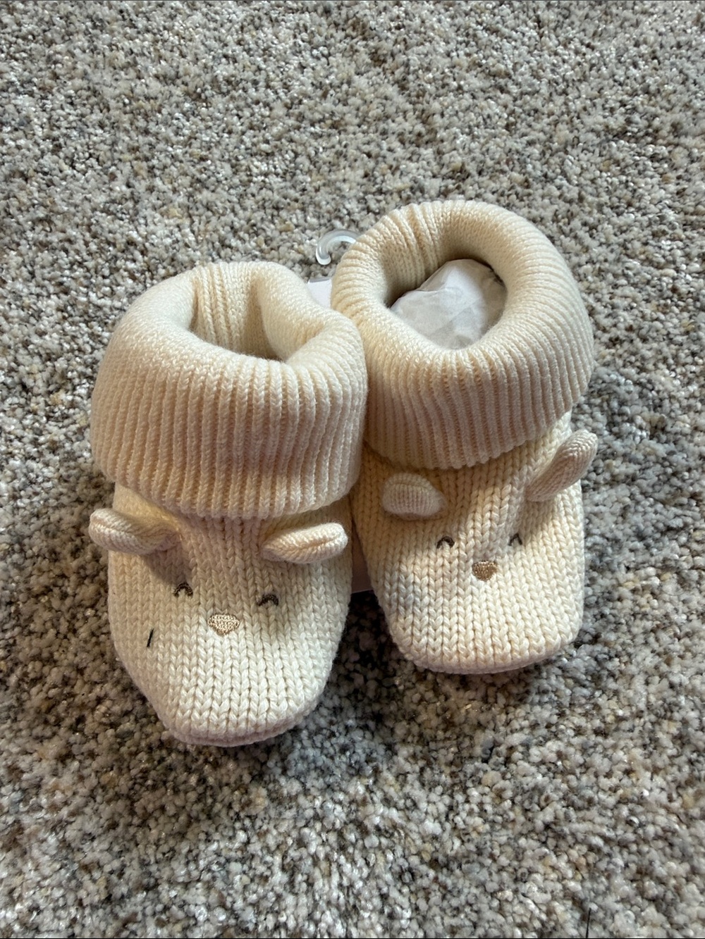 Carter's Cream Knit Baby Booties with Animal Ears